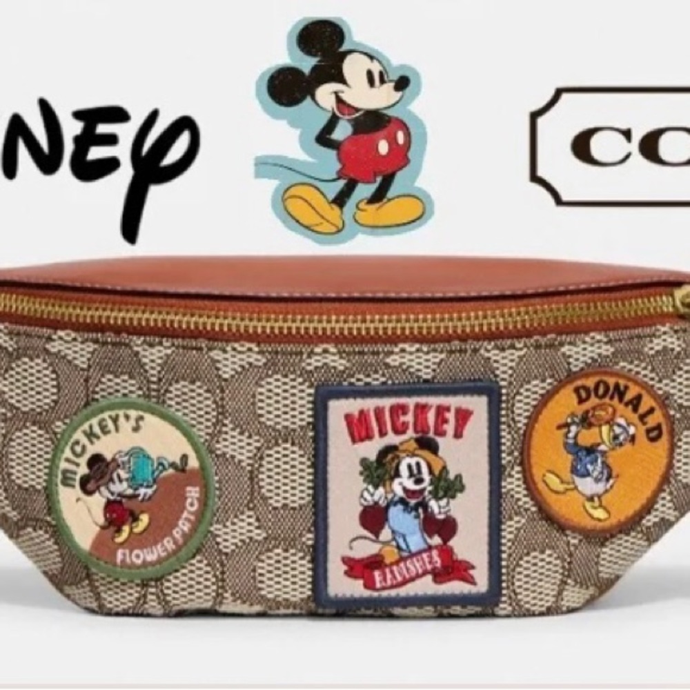 Disney X Coach Charter Belt Bag 7 In Signature Textile Jacquard With Patches - Picture 9 of 15